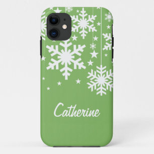 Snowflakes and Stars iPhone 5 BT Case, Green 11 Case