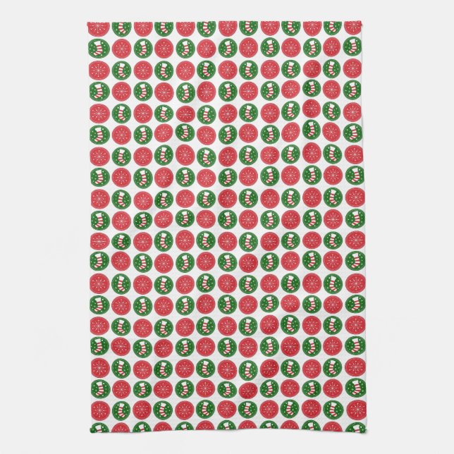 Snowflakes and Stockings Tea Towel (Vertical)