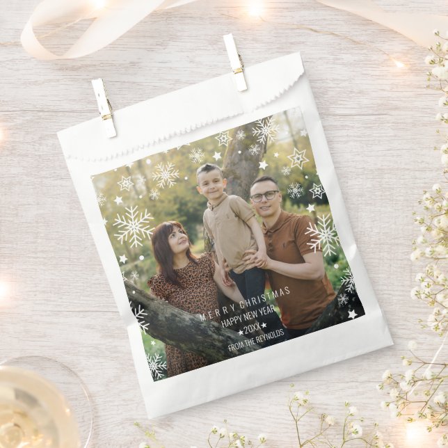 Snowflakes Arch-Shaped Frame Photo Overlay Holiday Favour Bags (Clipped)