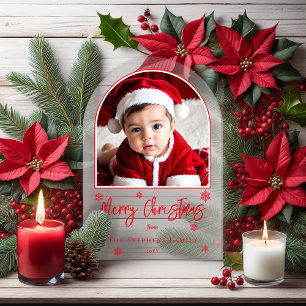 Snowflakes Arched Photo Merry Christmas Greeting Acrylic Invitations