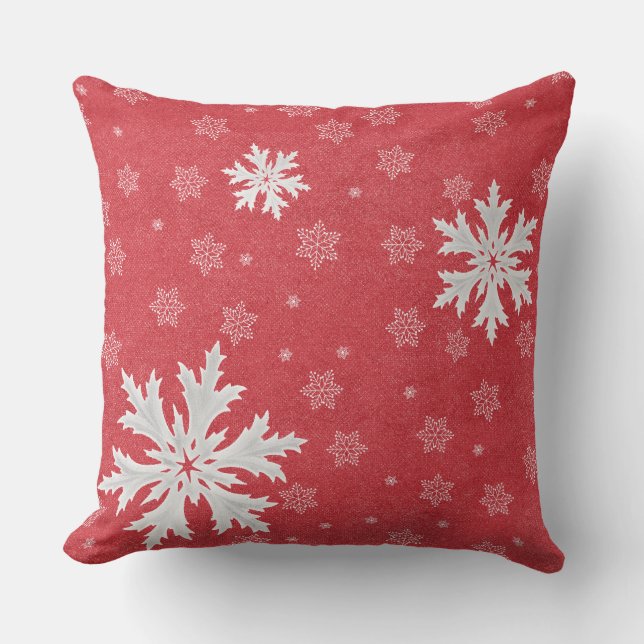 Snowflakes at Christmas Eve Postcard Cushion (Front)