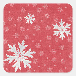 Snowflakes at Christmas Eve Postcard Square Sticker
