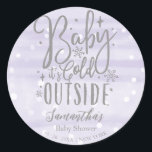 Snowflakes Baby It's Cold Outside Baby Shower Classic Round Sticker<br><div class="desc">Snowflakes Baby It's Cold Outside Baby Shower Classic Round Sticker</div>
