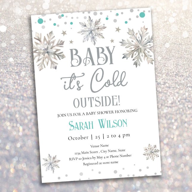 Snowflakes Baby It's Cold Outside Baby Shower Invitation (Creator Uploaded)