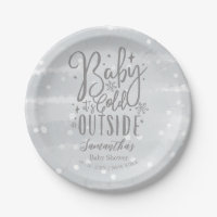 Snowflakes Baby It's Cold Outside Grey Baby Shower