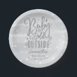 Snowflakes Baby It's Cold Outside Grey Baby Shower Paper Plate<br><div class="desc">Snowflakes Baby It's Cold Outside Grey Baby Shower Paper Plates</div>