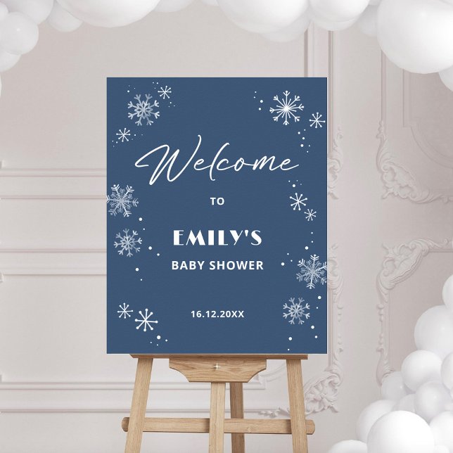 Snowflakes Baby Shower Blue Welcome Sign (Creator Uploaded)