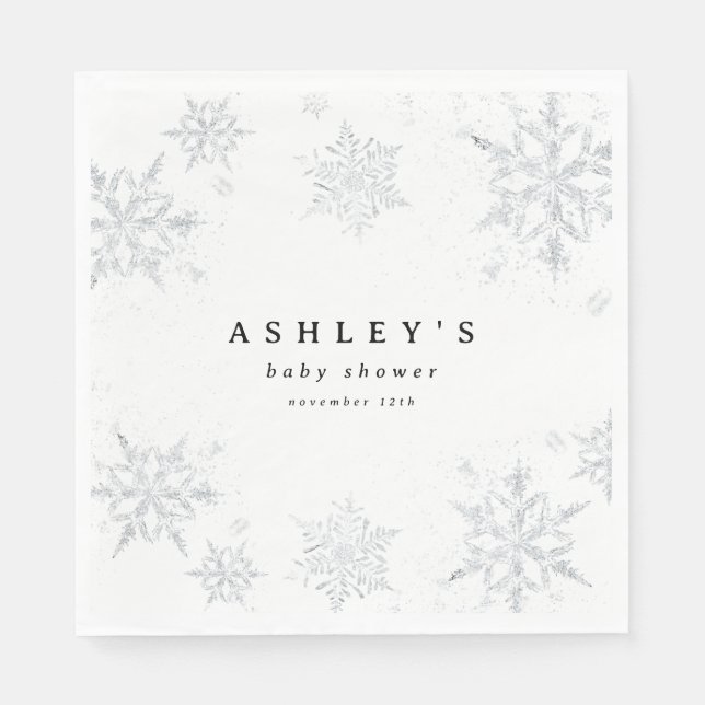 Snowflakes Baby Shower Napkin (Front)