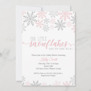 Snowflakes Baby Shower, Twin Girls, Winter, Twins Invitation