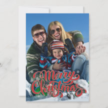 Snowflakes Background Merry Christmas Photo Card
