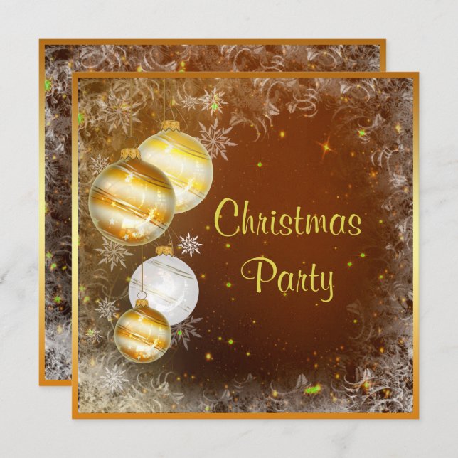 Snowflakes & Baubles Christmas Party Invitation (Front/Back)