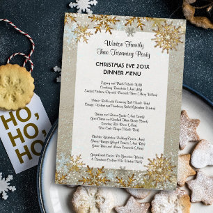 Snowflakes Beach Sand Coastal Christmas Menu