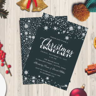Snowflakes Blue and White Christmas Dinner Party I Invitation