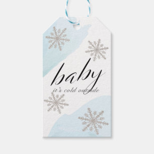 Snowflakes Blue Baby Its Cold Outside Thank You Gift Tags