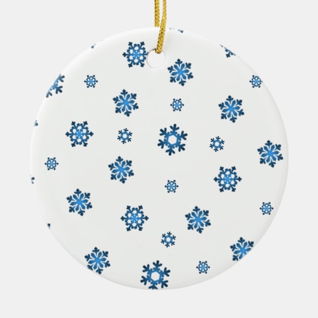 Snowflakes (Blue & Black) Ceramic Tree Decoration (Front)