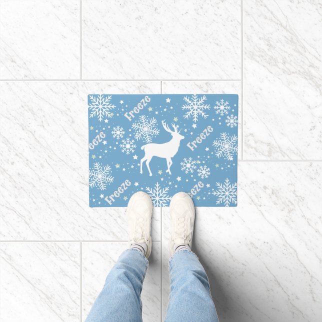 Snowflakes  blue Christmas Doormat (Indoor)