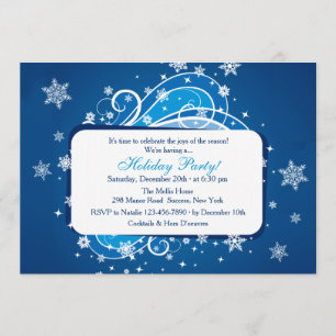 Snowflakes Blue Party Invitation