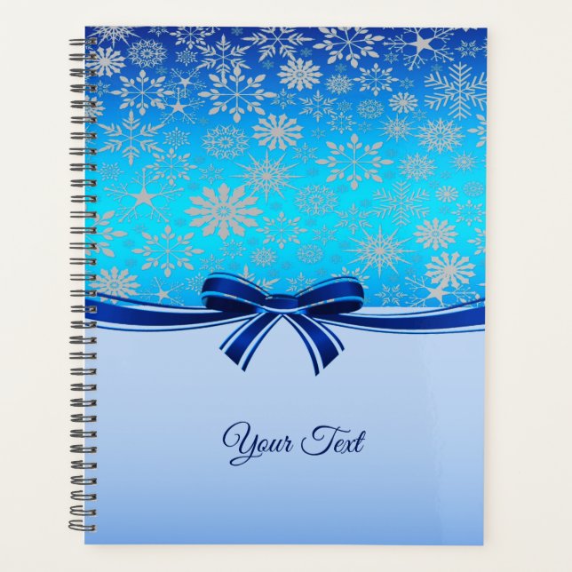 Snowflakes Blue Ribbon Holiday Planner (Front)
