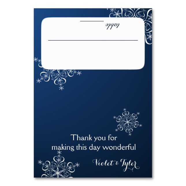 Snowflakes Blue Seating Card (Front)