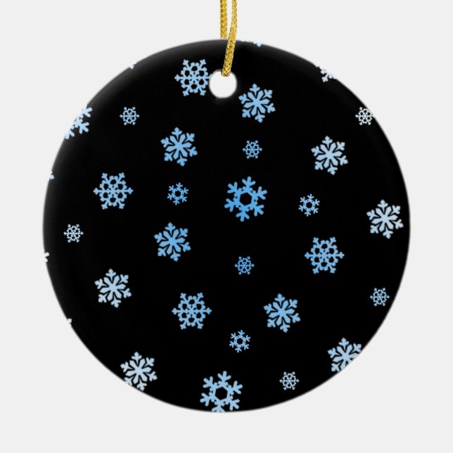 Snowflakes (Blue & White) Ceramic Tree Decoration (Front)