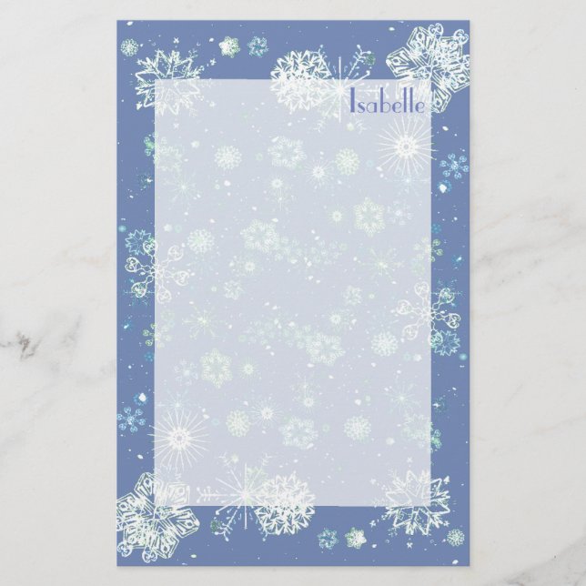 Snowflakes Border Unlined Writing Paper (Front)