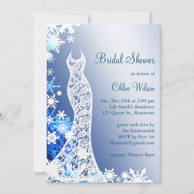 Snowflakes Bridal Shower Invitation 2 (Front)
