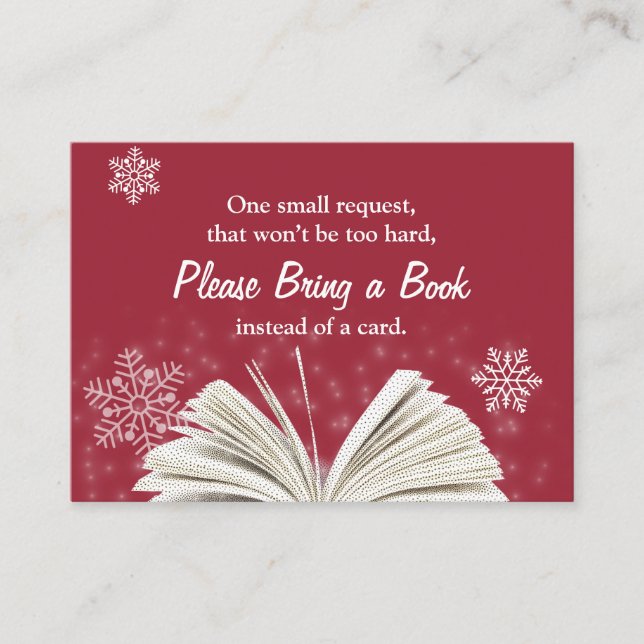 Snowflakes Bring a Book Baby Shower Insert (Front)