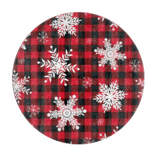 Snowflakes & Buffalo Plaid: Winter Charm Cutting Board