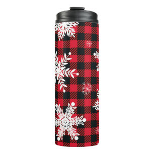 Snowflakes & Buffalo Plaid: Winter Charm Thermal Tumbler