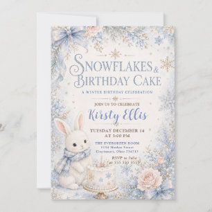 Snowflakes & Cake Birthday Invitation