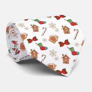 Snowflakes Candy Cane Christmas Pattern Tie