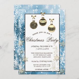 Snowflakes,Christmas Balls Company Party Invitation