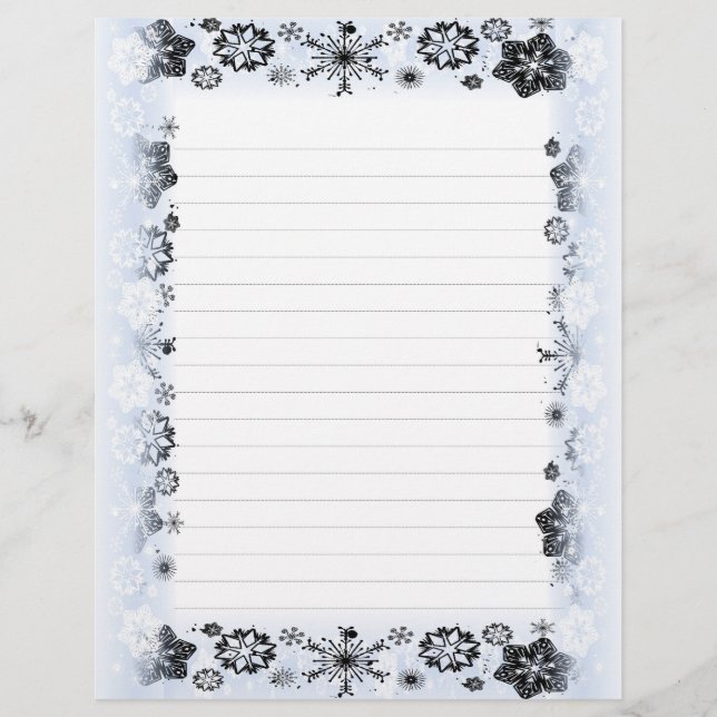 Snowflakes Christmas Border Writing Paper (Front)