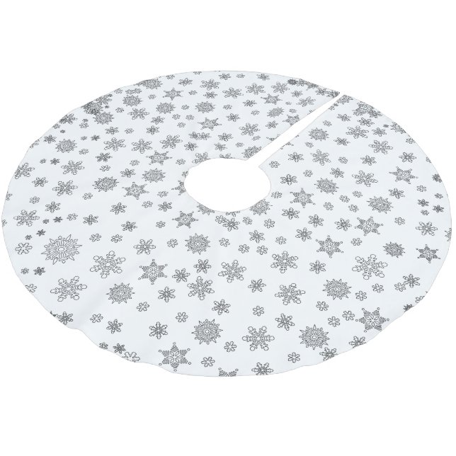 Snowflakes Christmas  Brushed Polyester Tree Skirt (Angled)