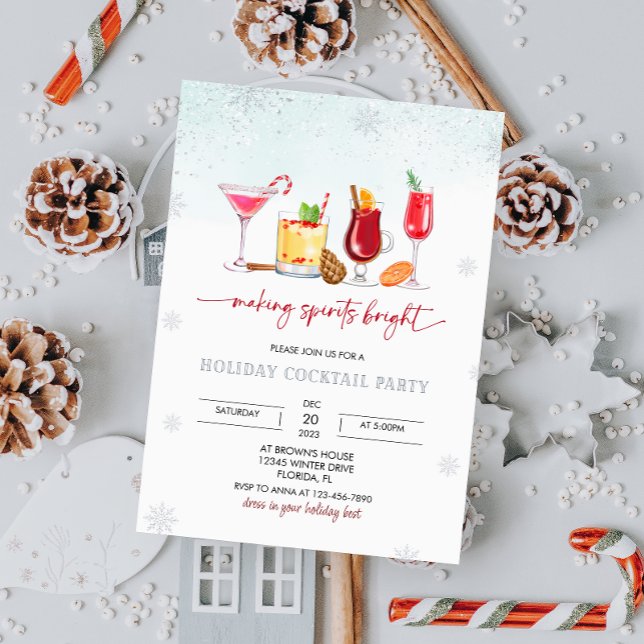 Snowflakes Christmas Cocktail Party Invitation (Creator Uploaded)