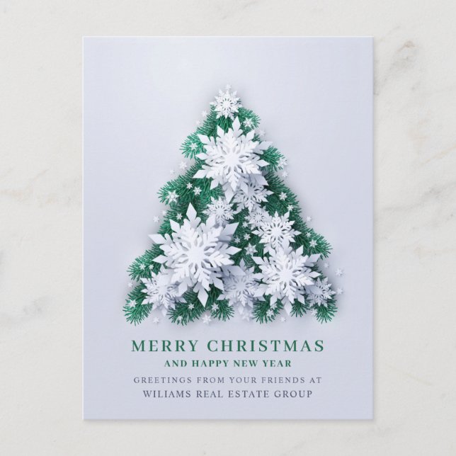 Snowflakes Christmas Corporate Greeting  Post Postcard (Front)