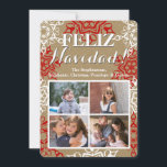 Snowflakes Christmas Craft 4 Photo Feliz Navidad Holiday Card<br><div class="desc">Brown craft paper background print pattern with red and white snowflake shapes around the border of this fun crafty card. Add your custom text. The look of brown paper bag sack type recycled-looking textured print is modern and fun!  Sample Image Photography © Storytree Studios,  Stanford,  CA</div>