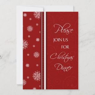 Snowflakes Christmas Dinner Invitation Card