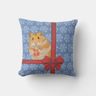 Snowflakes Christmas Hamster Cushion