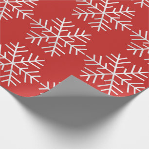 Snowflakes Christmas Holidays Red White Gray Merry Wrapping Paper