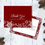 Snowflakes Christmas or Winter Red Thank You Card<br><div class="desc">This elegant, winter design features delicate snowflakes in white and silver glitter. The collection of coordinating products is available in our shop, zazzle.com/store/doodlelulu. Contact us if you need this design applied to a specific product to create your own unique matching item! Thank you so much for viewing a DoodleLulu by...</div>