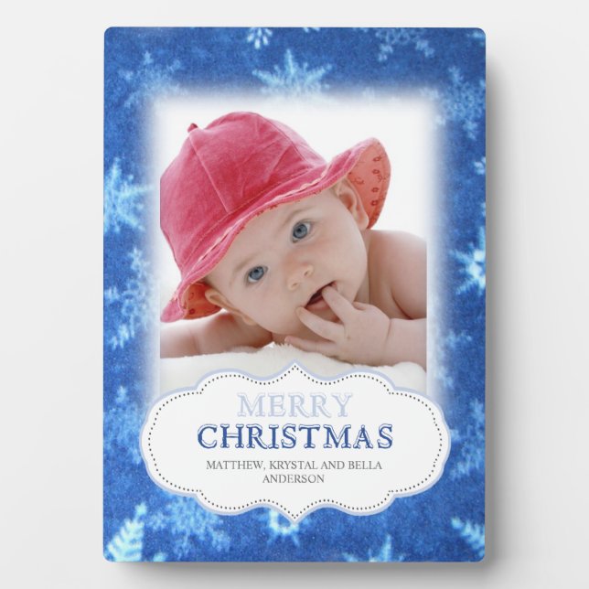 Snowflakes Christmas Photo Plaque (Front)
