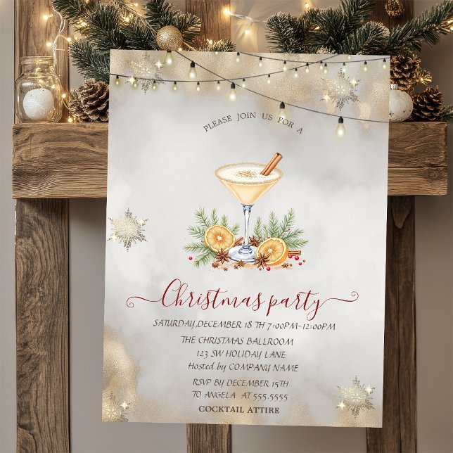 Snowflakes,Christmas Pine Tree Lights Company  Inv Invitation (Creator Uploaded)