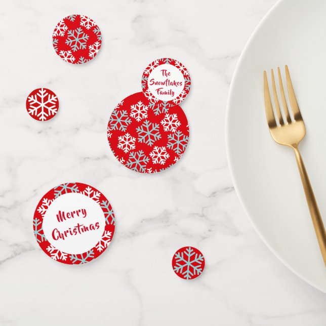 Snowflakes Christmas Red Confetti (Group)