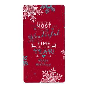 Snowflakes Christmas Red Turquoise Wonderful Time