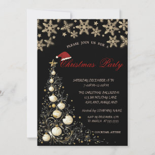 Snowflakes Christmas Tree Balls Corporate Invitation