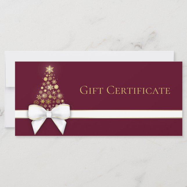 Snowflakes Christmas Tree Bow Violet Red Gift Card (Front)