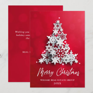 Snowflakes Christmas Tree Corporate Greeting Holiday Card
