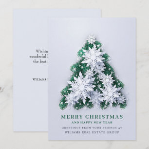 Snowflakes Christmas Tree Corporate Greeting Holiday Card