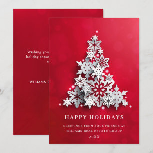 Snowflakes Christmas Tree Corporate Greeting Holiday Card